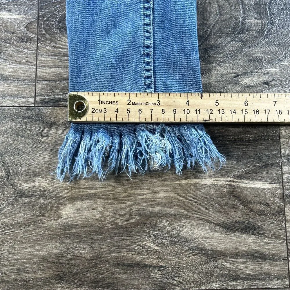 Free People Jeans Womens 24 Blue Ankle Skinny Frayed Raw Hem Ripped Distressed‎